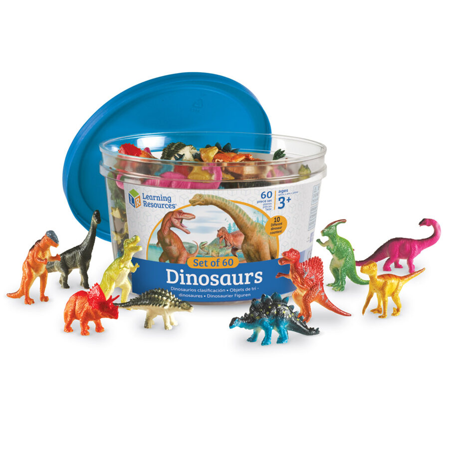 Spēļu Dinozauru figūriņas - iepazīsti dinozauru pasauli - skaiti un šķiro - Dinosaur Counters (Set of 60) | kods LER 0811 | bērniem 3-7g. 