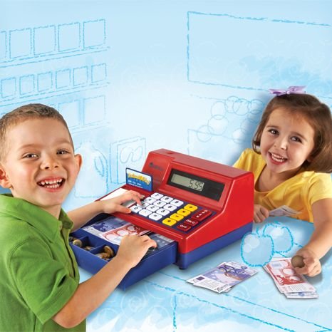 .. bērniem patīk lomu spēles - spēļu kase ar kalkulatoru un naudu - Pretend&Play® Calculator Cash Register with Euro Money | kods LSP2629-EUR | bērniem 3-7g.