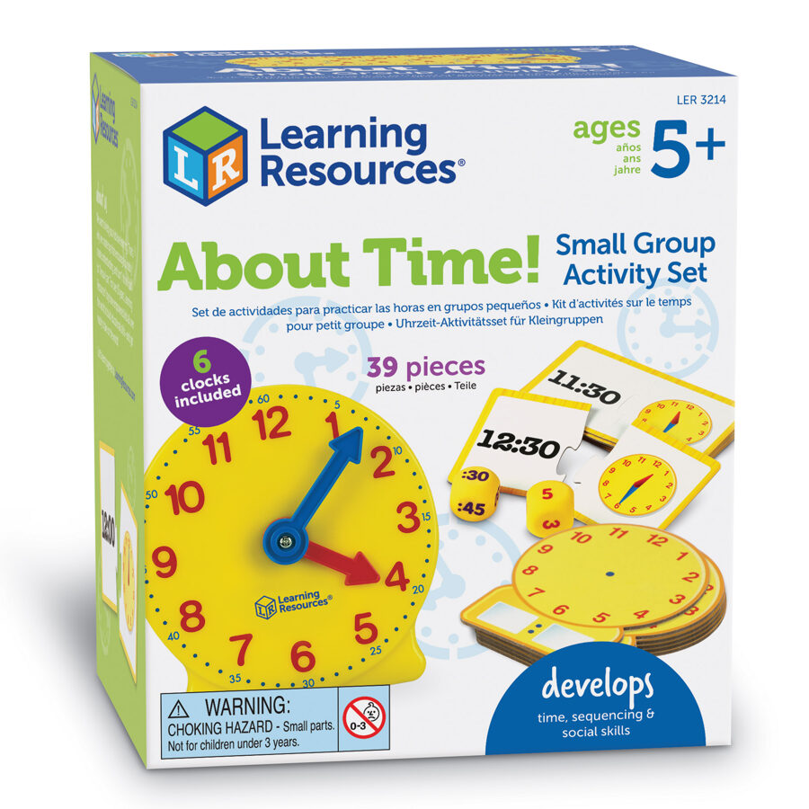 Klases mācību pulksteņi - praktisks mācību līdzeklis - About Time! Small Group Activity Set | kods LER3214 | bērniem 5-9g.