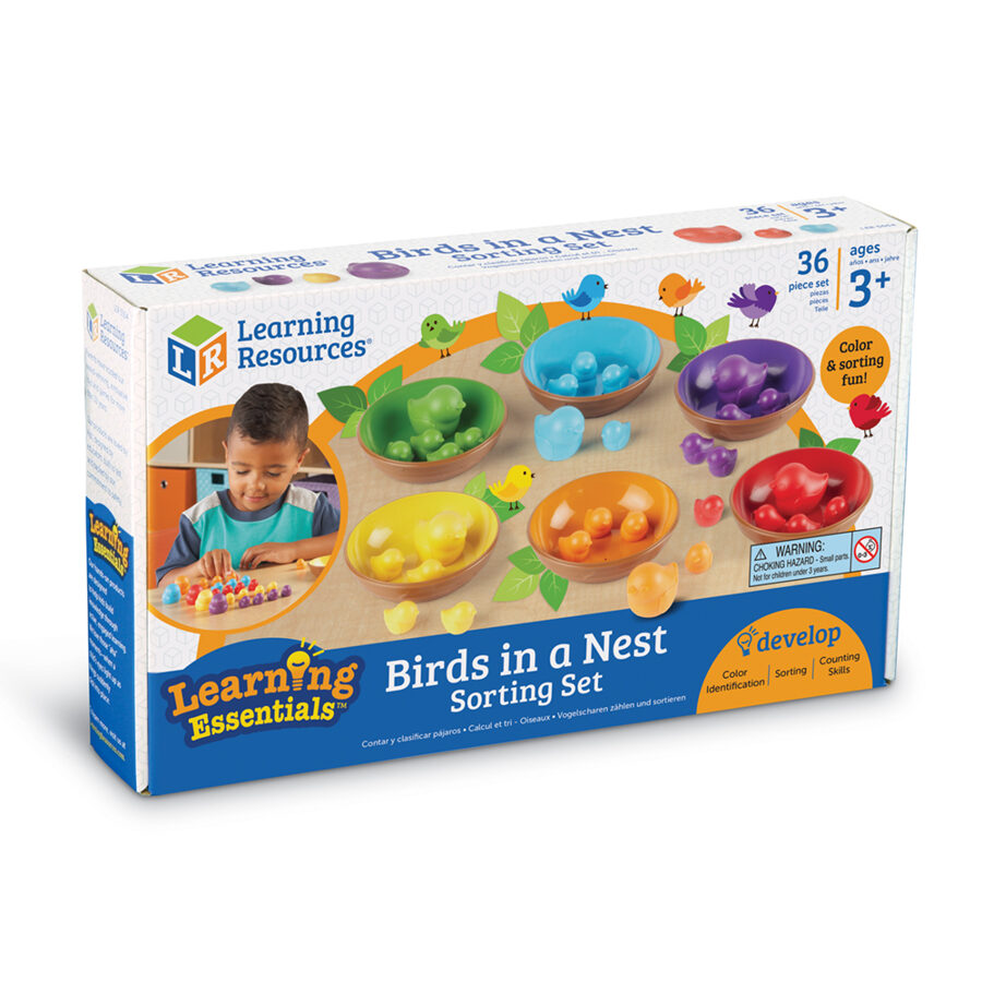 Krāsaino putnu, ligzdu, šķirošanas spēle - motoro prasmju attīstoša spēle - Birds in a Nest Sorting Set | kods LER 5554 | bērniem 3-10g.