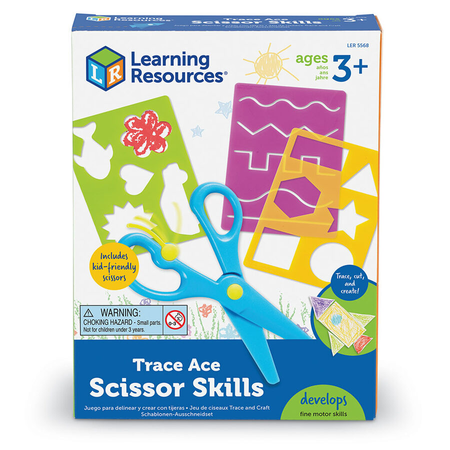 Trafaretu komplekts - ar bērniem draudzīgām šķērēm - Trace Ace Scissor Skills Set | kods LER 5568 | bērniem 3-10g.