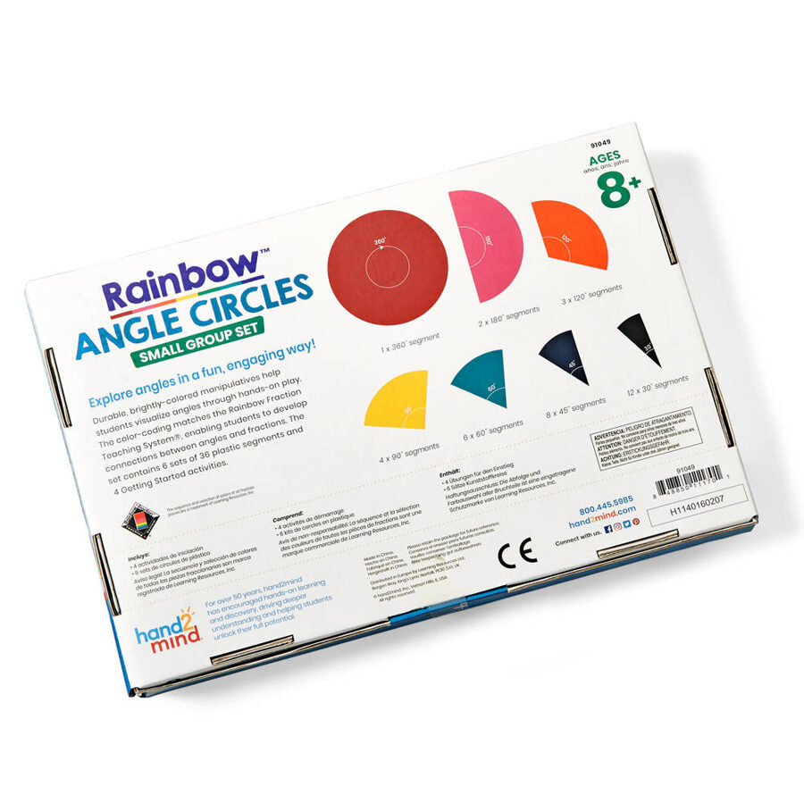  6 skolēnu komplekts - Varavīksnes Leņķu Demonstrēšanas Apļi - Rainbow™ Angle Circles (Set Of 6) | kods 91049 | bērniem 8-12g.