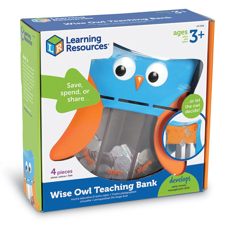 Gudrās Pūces Mācību Banka - neparasta krājkase bērniem - Wise Owl Teaching Bank | kods LER 9582 | bērniem 3-8g.