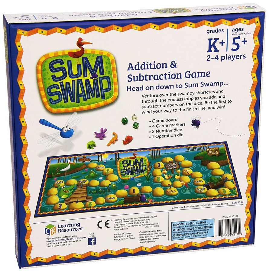 Uzmanību! Purvā krokodils! Aizraujoša saskaitīšanas un atņemšanas galda spēle - Sum Swamp™ Addition & Subtraction Game | kods LER 5052 | bērniem 5-10g.