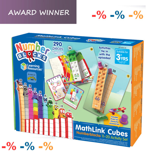 AKCIJA %% - Jautrā un iemīļotā Skaitlīšu Spēle -  MathLink Cubes Numberblocks 11-20 Activity Set | kods LSP 0950-UK | bērniem 3-7g.